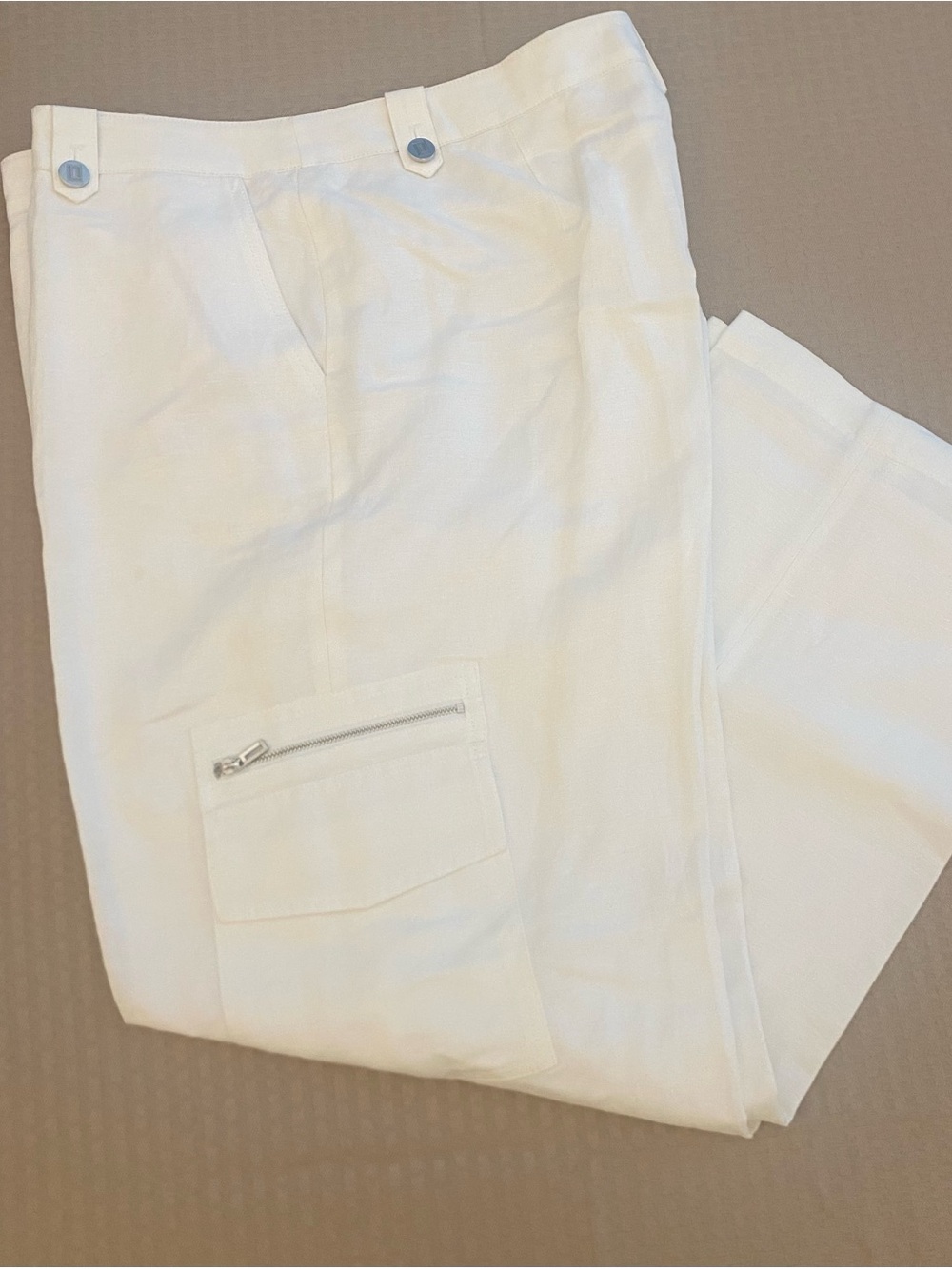Karl Lagerfeld Off-White Wide-Leg Trousers with Branded Buttons